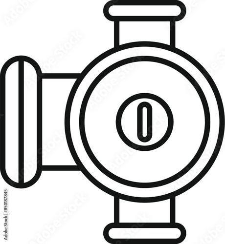 Plumbing system part icon featuring a water pump with connecting pipes, symbolizing water management and flow control