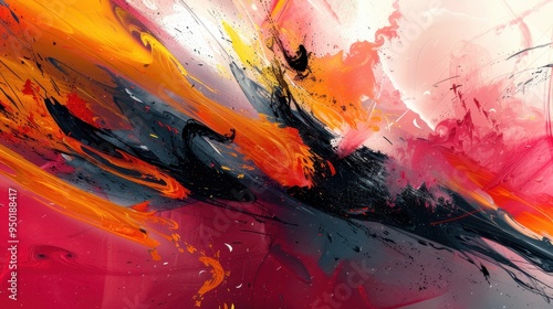 Vibrant abstract art with dynamic colors evoking passion and energy in a contemporary style