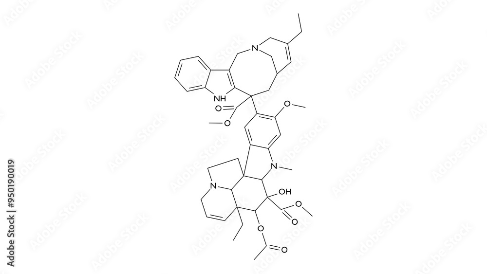 Fototapeta premium vinorelbine molecule, structural chemical formula, ball-and-stick model, isolated image antineoplastic agents