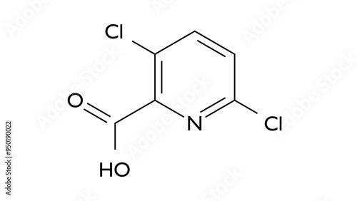 clopyralid molecule, structural chemical formula, ball-and-stick model, isolated image selective herbicide photo