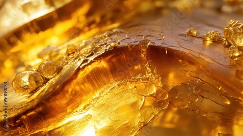 Closeup of polished amber g...