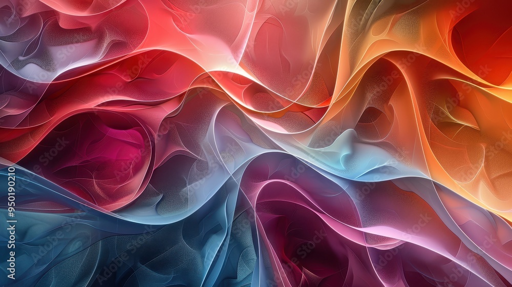 Obraz premium Captivating abstract patterns with flowing colors in vibrant red, blue, and orange tones