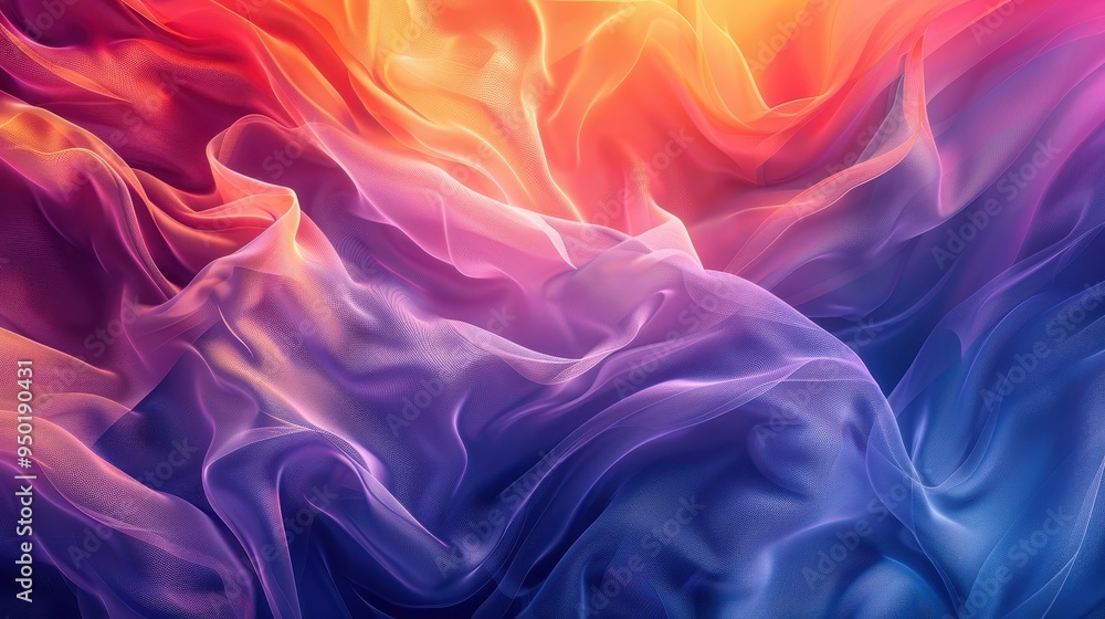 Fototapeta premium Abstract flow of vibrant purple, blue, and orange colors creating a dynamic visual energy