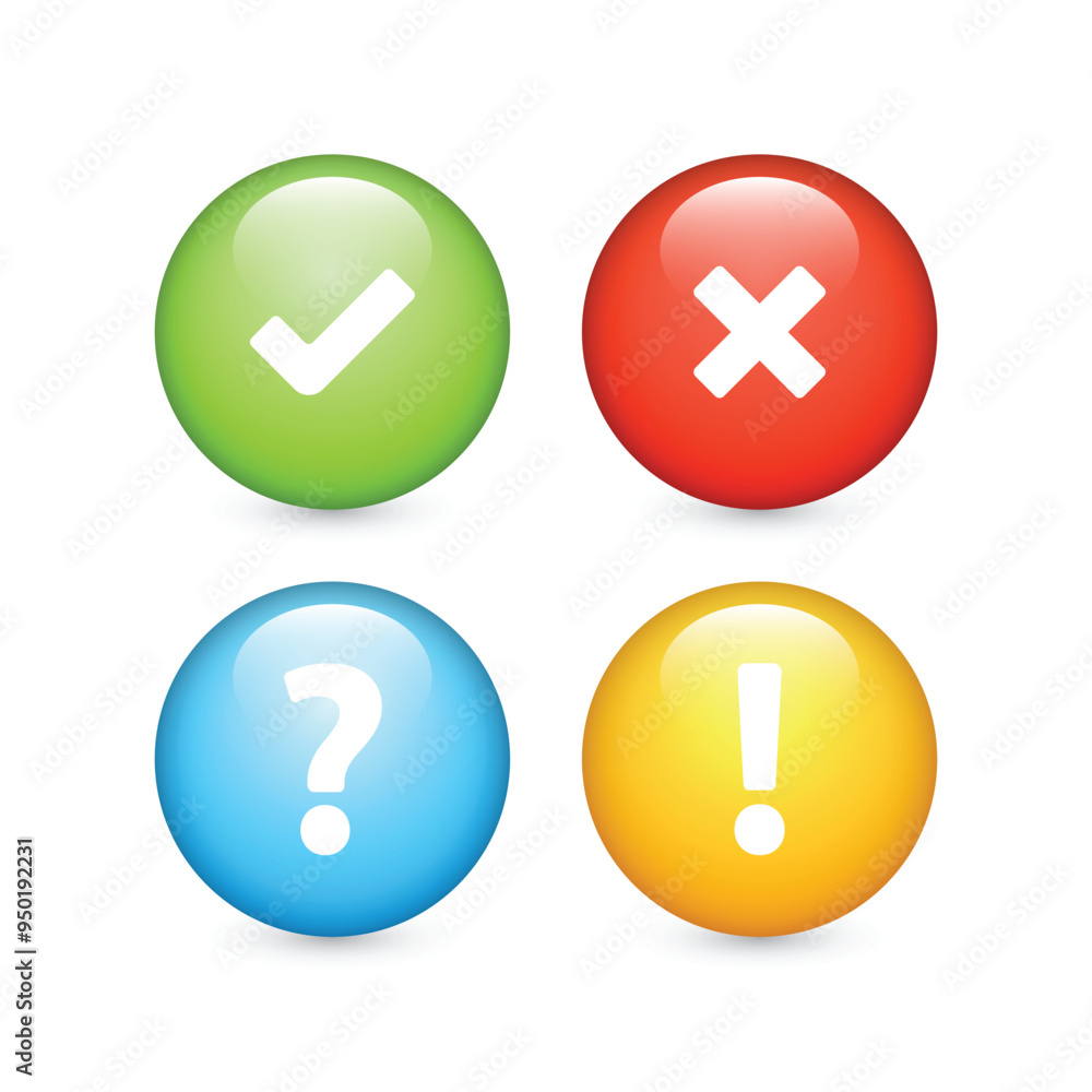 Tick, cross icon button set. Check mark icons. Vector illustration Tick, cross icon button set. Check mark icons. Vector illustration