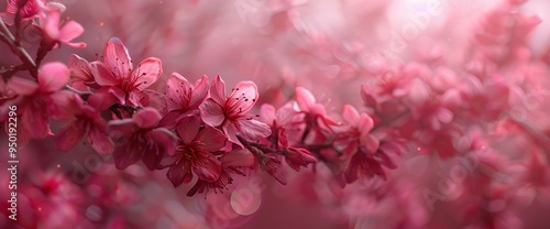 Delicate Pink Cherry Blossoms in Soft Focus with Bokeh