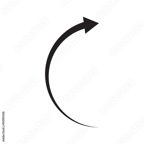 Semi circle arrow. Semicircular rounded curved arrow.  Vector illustration. EPs 10/AI