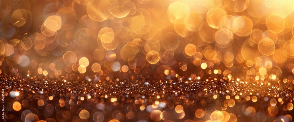 Golden Bokeh Background with Sparkling Glitter Golden Bokeh Background with Sparkling Glitter