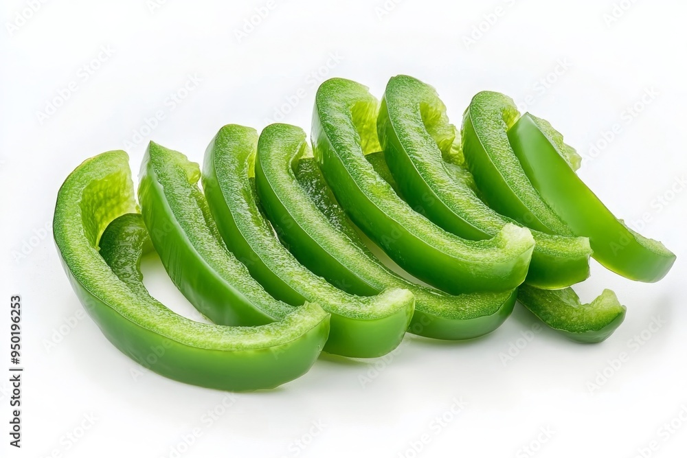 Pepper. Slice of green paprika isolated. With clipping path Pepper. Slice of green paprika isolated. With clipping path
