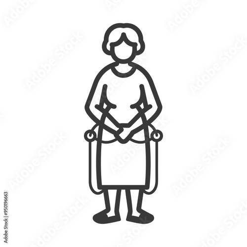 Line drawing of a woman wearing a long sleeved shirt and a skirt