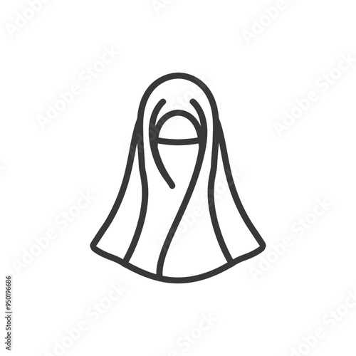 Line drawing of a woman wearing a niqab