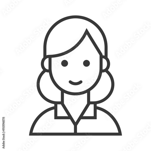 Line Drawing of a Woman with Short Hair Wearing a Collared Shirt