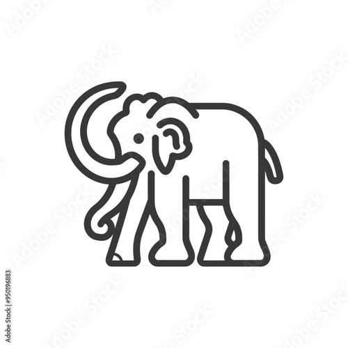 Line drawing of a woolly mammoth with tusks