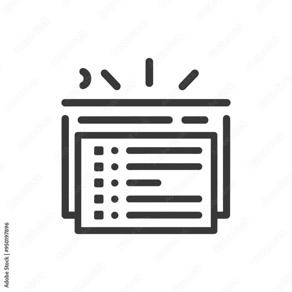 Line Icon of Website with List of Information Line Icon of Website with List of Information