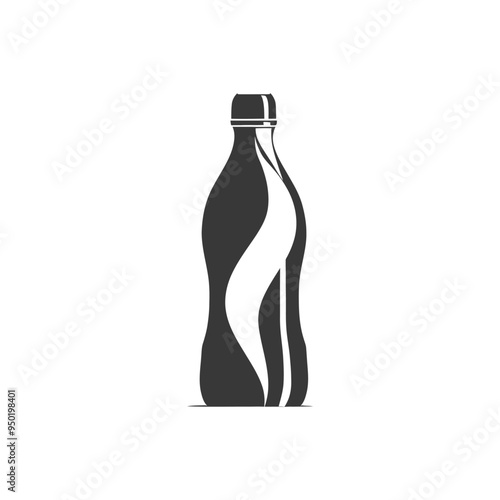 Silhouette of a Plastic Bottle with a Wavy Design