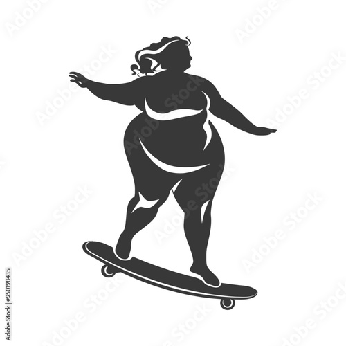 Silhouette of a Plus Sized Woman Skateboarding