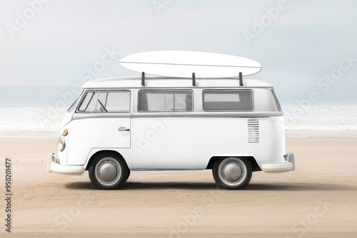 Retro microbus png mockup, transparent design