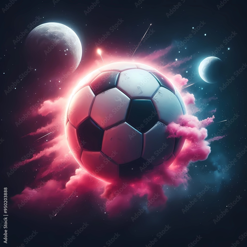 Naklejka premium soccer ball in space