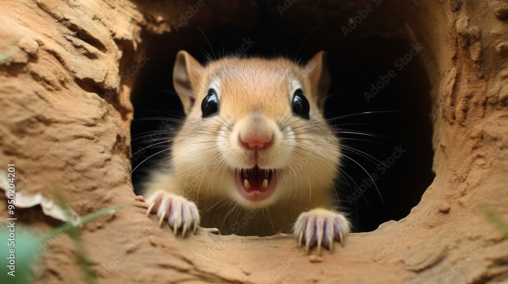 Cheerful Chipmunk in Burrow Cheerful Chipmunk in Burrow