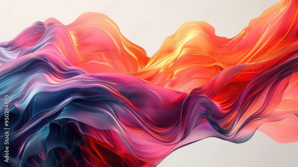 Vibrant abstract waves of color flowing together in a serene composition with smooth transitions Vibrant abstract waves of color flowing together in a serene composition with smooth transitions