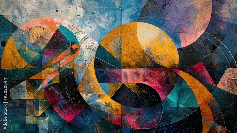 Fototapeta premium Abstract artwork featuring colorful circular patterns and vibrant textures in a contemporary style