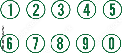 color bullet points stroke round number set from one to nine simple flat style the numbers on the blue circles are lined up
