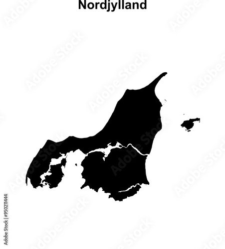 Nordjylland region blank outline map