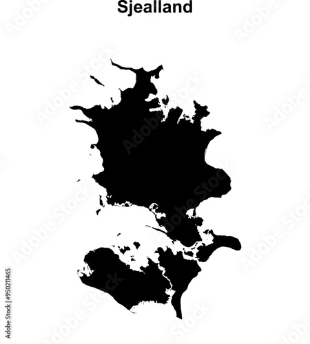 Sjealland region blank outline map