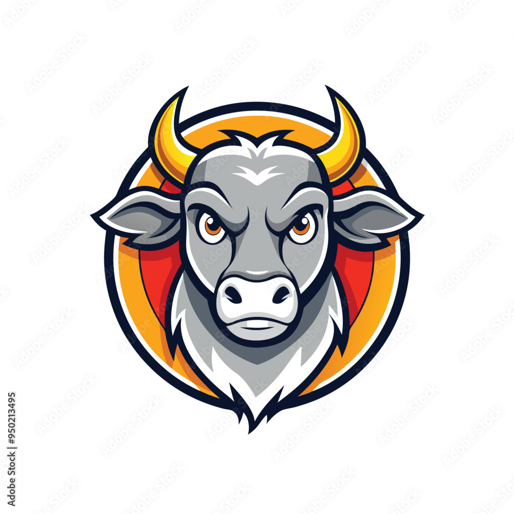 Naklejka premium Angry bull mascot logo icon vector design on white background