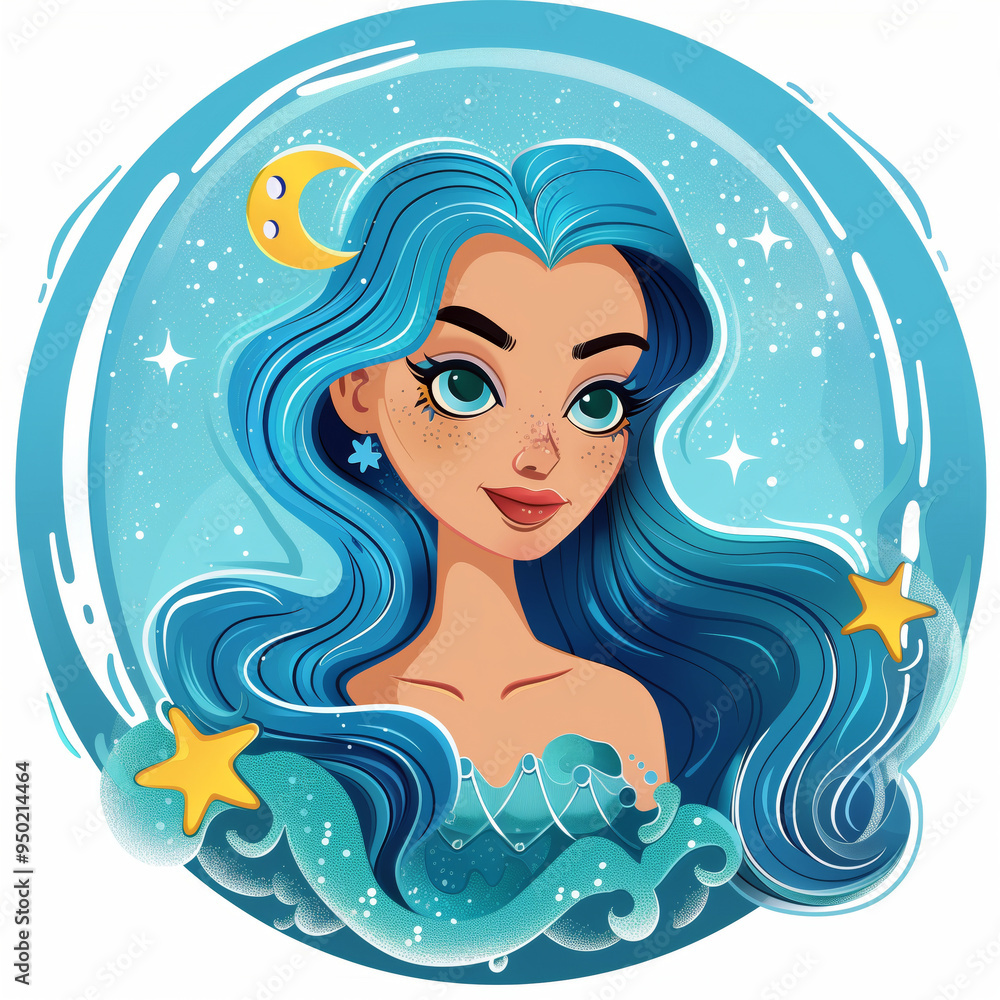 Cartoon style illustration of the Aquarius zodiac sign. Cartoon style illustration of the Aquarius zodiac sign.
