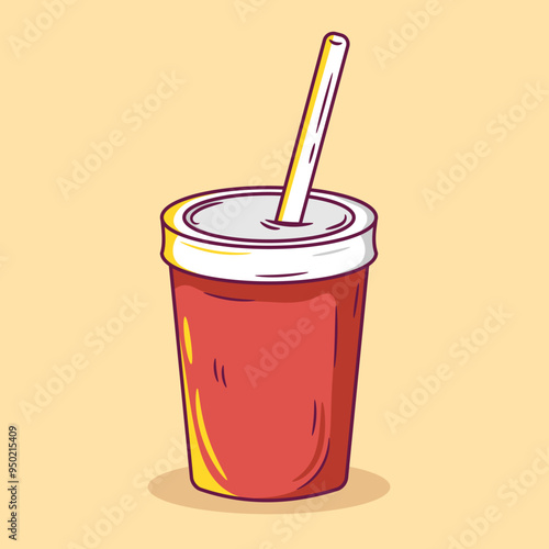 Soda drink vector illustration in cartoon style. Cold soft drink with cups. Fast food, drinks icon concept