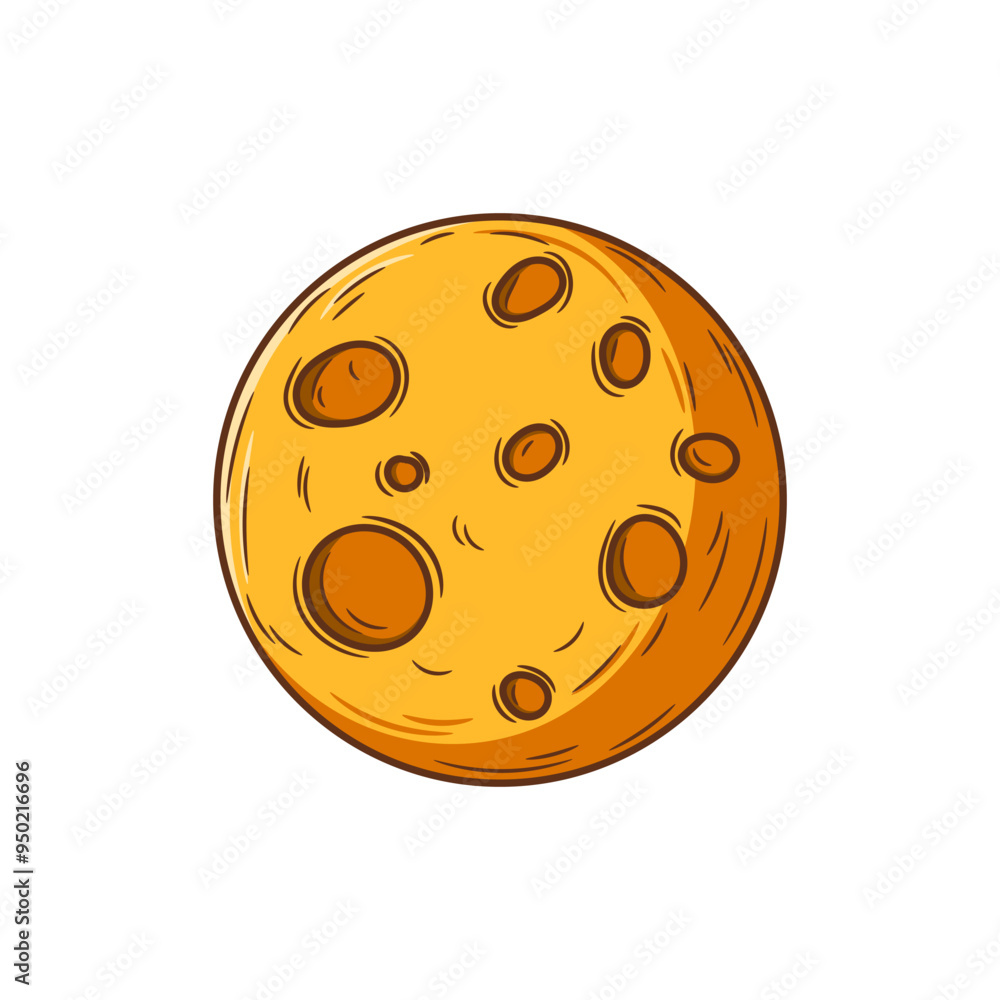 Fototapeta premium Moon cartoon illustration. Outer space object