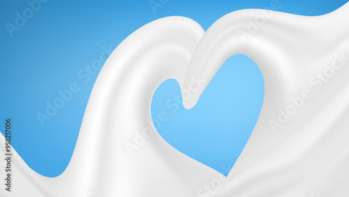 Abstract Milk Waves With Heart Shape Splash