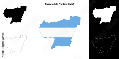 Rosario de la Frontera department (Salta) outline map set