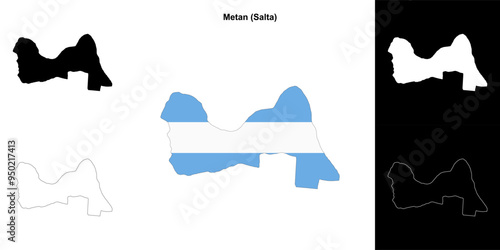 Metan department (Salta) outline map set