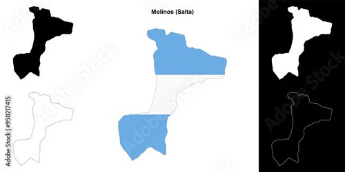 Molinos department (Salta) outline map set