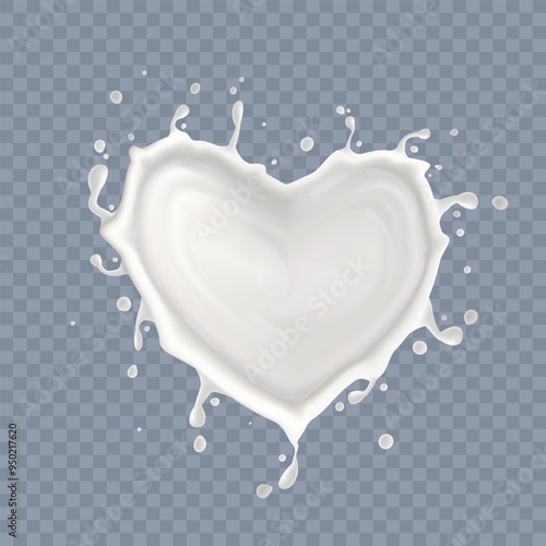 3D Realistic Milk Splash With Heart Shape
