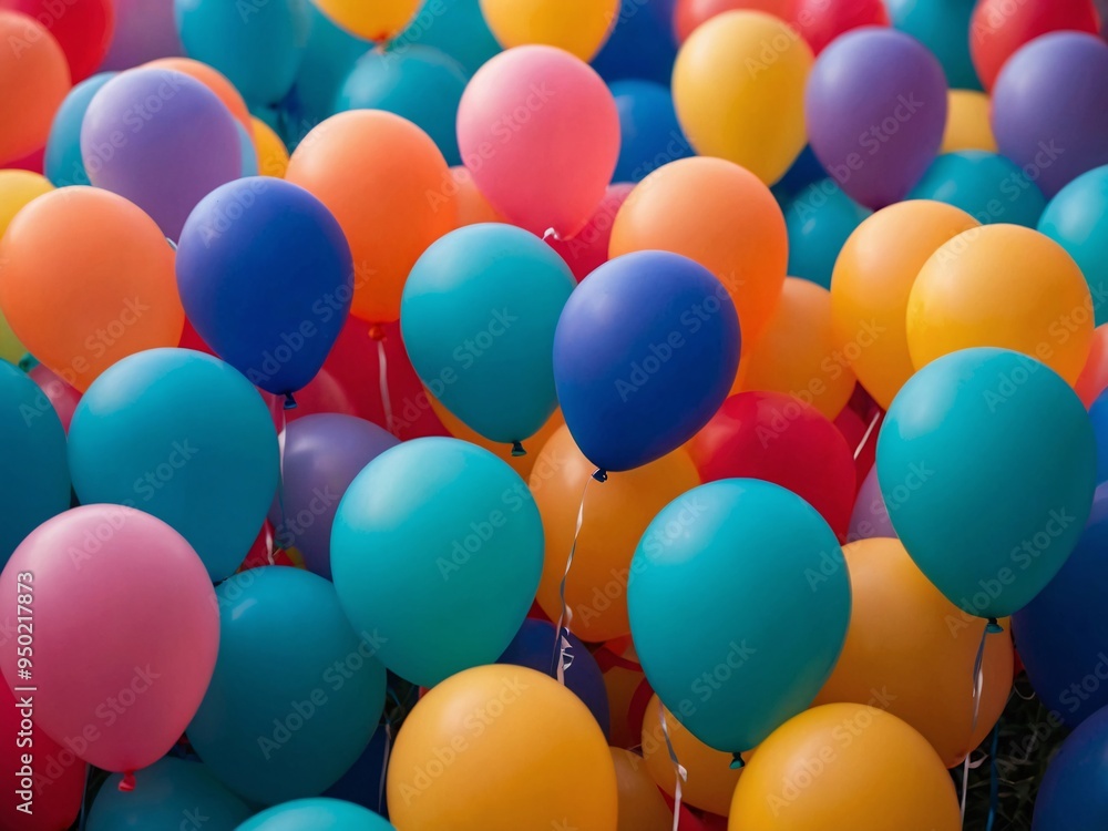 Colorful matte balloons floating on a softly blurred background. Colorful matte balloons floating on a softly blurred background.