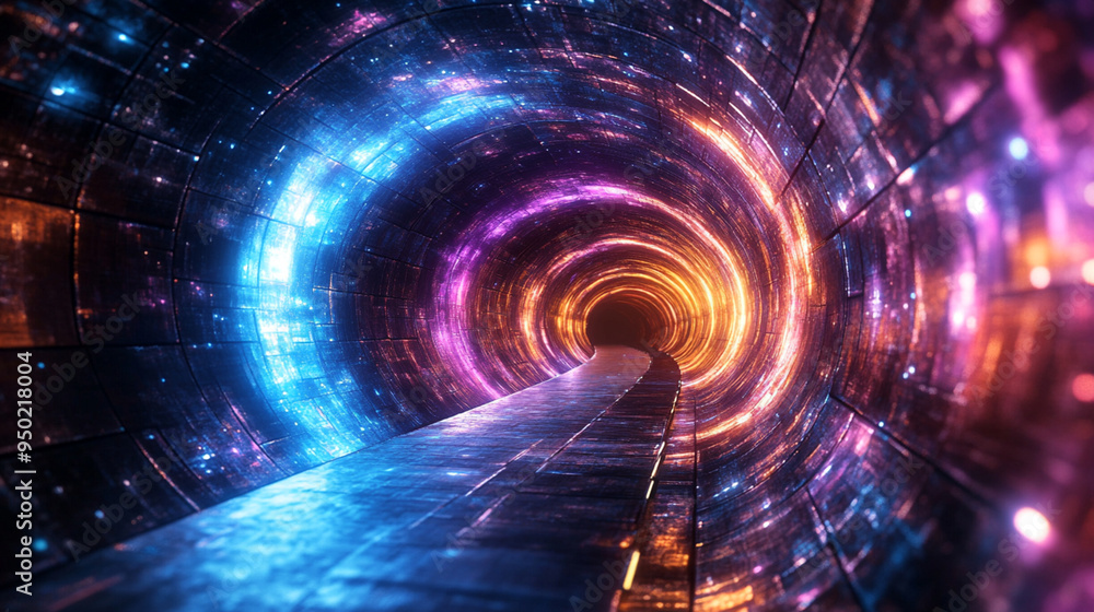 Fototapeta premium Warp Reality: A Journey Through a Spacetime Tunnel