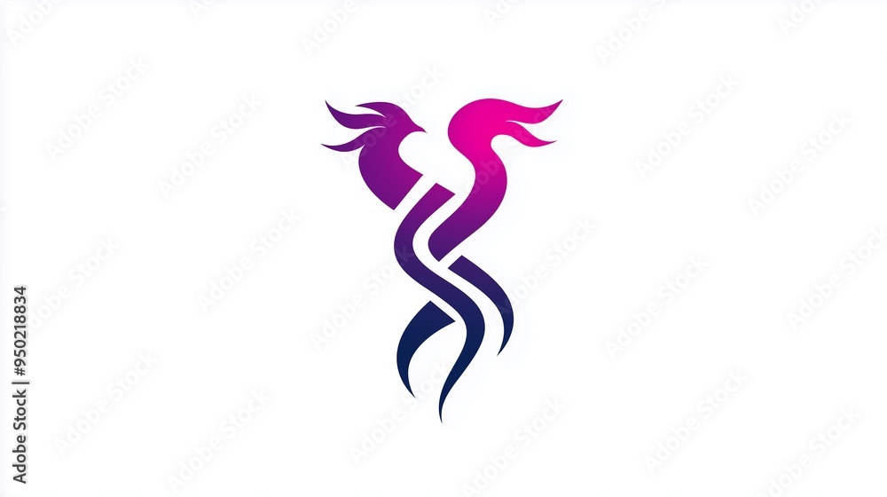 Obraz premium A simple vector logo featuring two stylized figures intertwined, set against a white background, representing pharmacy or healthcare