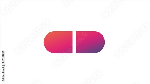 A simple vector logo featuring a stylized capsule shape with a gradient from pink to purple on a white background