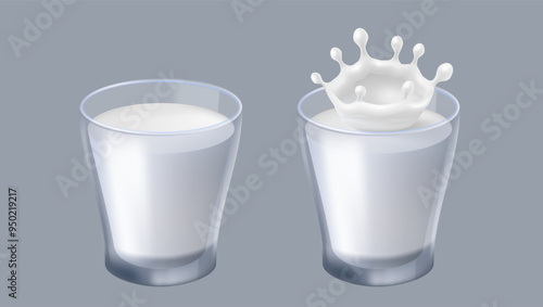 3D Milk Splash In Glass Due A Drop Of Yogurt