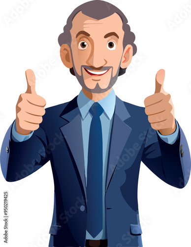 Smiling businessman showing thumbs up approving your project