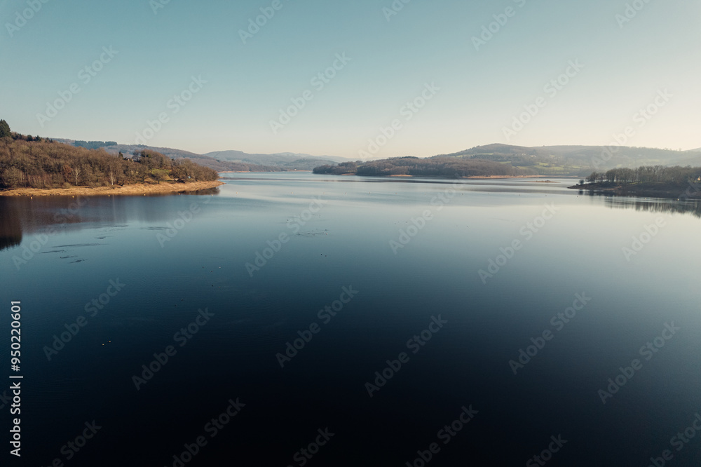 aerial view of the panneciere lake in France aerial view of the panneciere lake in France