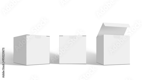Open And Close Square Packaging Boxes Mockup
