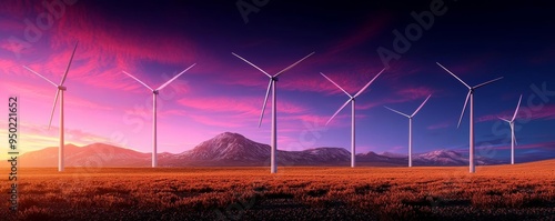 Wind turbines installed in a rural landscape photo