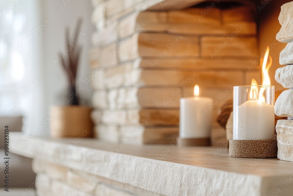 Contemporary Cozy Fireplace with Smooth Stone Surround and Clean Flames, Minimalist Design for Relaxing Ambiance Contemporary Cozy Fireplace with Smooth Stone Surround and Clean Flames, Minimalist Design for Relaxing Ambiance