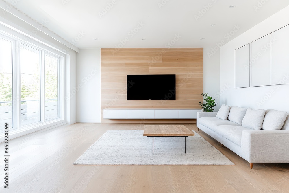 Fototapeta premium Modern Minimalist Accent Wall with Neutral Tones and Subtle Elegance