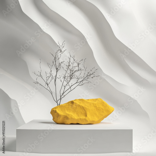 Minimalist Branch on Rock.