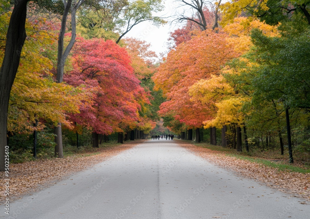 Obraz premium Men and Women of Various Ages and Ethnicities Enjoying Autumn Colors in Forest Park During Daytime