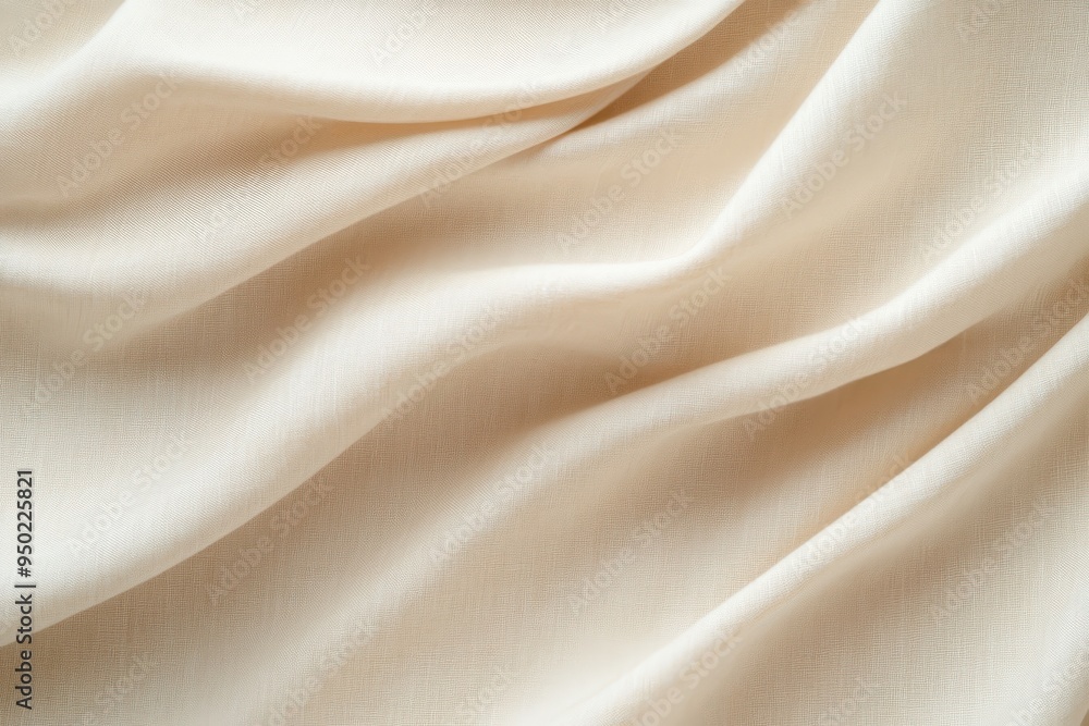 Fototapeta premium Serene Elegance: Close-Up of Minimalist Neutral Curtain with Soft Fabric and Subtle Draping, Enhancing Natural Light